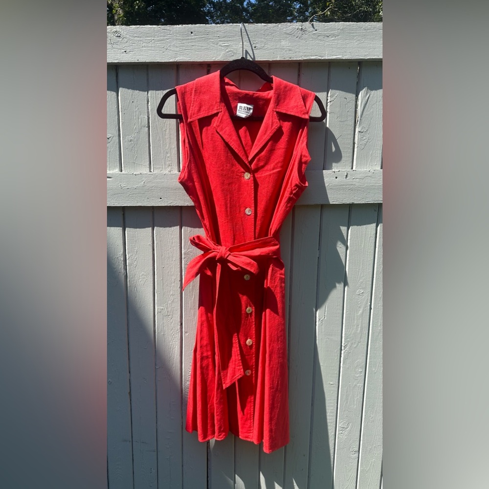 Vintage Red Linen Dress